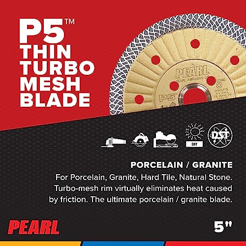 Image of PEARL ABRASIVE CO. P5 Thin Mesh Turbo Blade 5 inch 5 /8 inch-20mm-7 /8 4 Hole Arbor