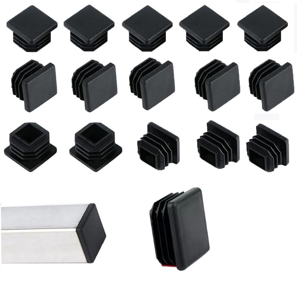 20PCS Square Plastic Plugs - 1" End Caps For Tubing, Furniture & Equipment Protection