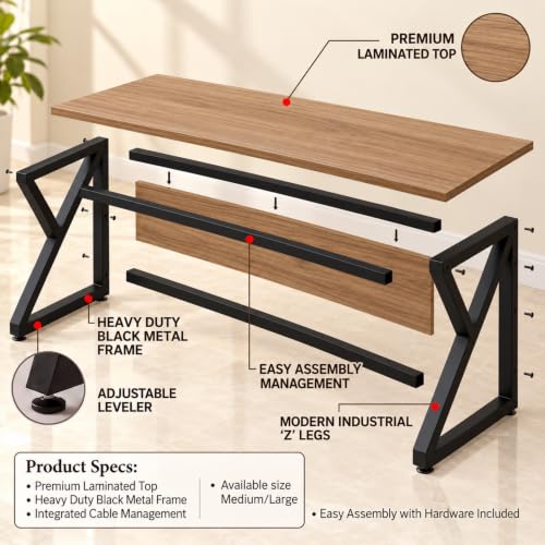Image of Riyan Luxiwood Alden Computer Table in Engineering Wood for Home & Office, Simple Style Desk, Scratch Resistance Surface, Easy to Assemble, Study Table for Kids, Size 120 x 60 x 75 cm, Beige