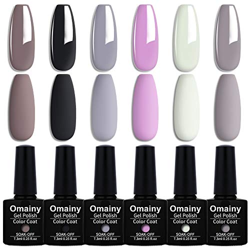 Omainy(Six Gel Nail Polish+One Matte Top coat) Gel Nail Polish Set 6 Popular Nail Art Color Set UV LED Lamp Soak Off Gel Polish Set (MLD003)