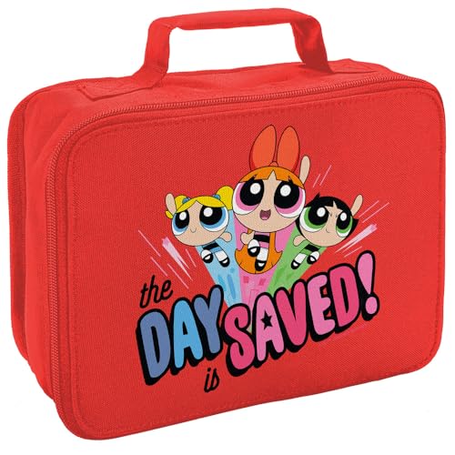 LOGOVISION Powerpuff Girls Day Saved Insulated Soft Sided Lunch Box - Reusable Lunch Bag For School Office Work, BPA Free, Red