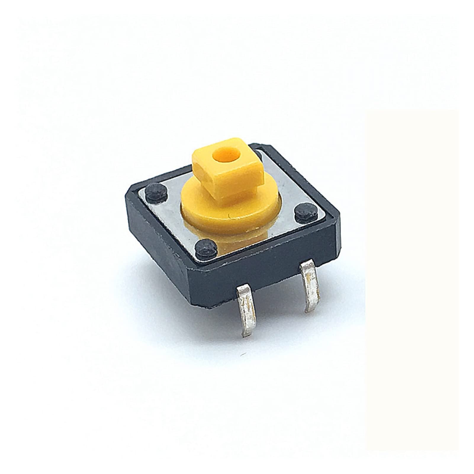 JFQOWCMP Tact Switch 200pcs/lot 12 * 12 * 7.3mm 4pin Tactile Tact Mini Push Button Switch 12x12x7.3mm 4p Micro Switch Yellow Button with Knob(With Knob)
