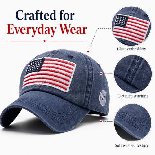 Image of 2-Pack USA Flag Hats for Men Baseball American Flag Hats for Men USA Cap USA Tactical Washed for Women