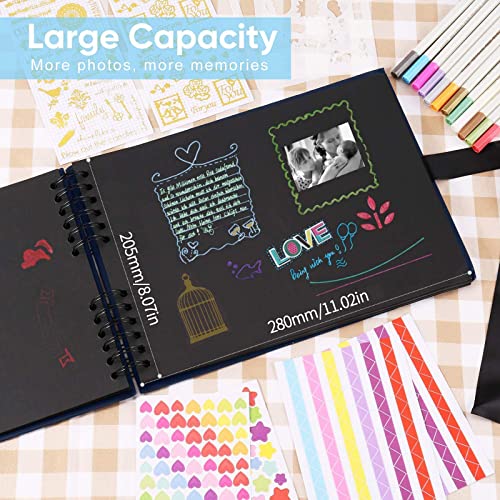DazSpirit Photo Album Scrapbook, 80 Page DIY Memory Book with 12 Metallic Pens & 8 Photo Stickers, Holds 420 Photos - Image 3