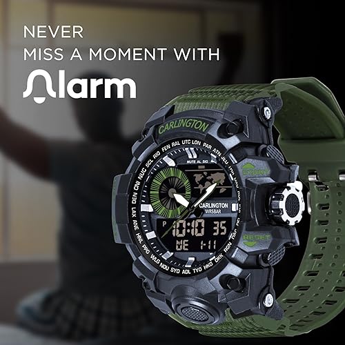 Image of Carlington Analog-Digital Sports Watch: Chronograph, Dual Time, Alarm, Stopwatch, Water-Resistant, Shock-Resistant, Back Light Display- The Perfect Watch for Men and Boys - CT3388