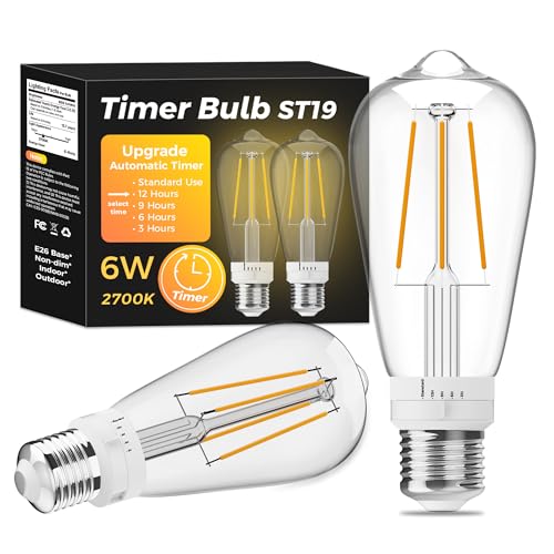NEOROSS ST19 Timer LED Bulbs Vintage Edison 3/6/9/12H 2 Pack
