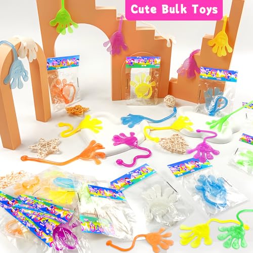 Image of 28Pack Glow in Dark Sticky Hands Toys for Kids Christmas Party Birthday Supplies Goodie Bag Fillers Pinata Stuff Classroom Prizes Stretchy Bulk Treat Trinkets Treasure Box Toys Wacky Fun Gift