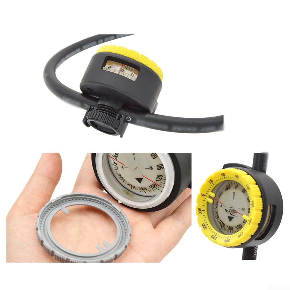 Brújula de buceo magnética fuerte de 50 m, brújula de buceo, abrazadera de tubo, brújula luminosa subacuática con soporte de clip de ventana lateral de aguja