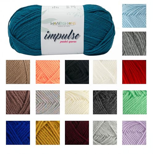 Image of Impulse Hand Knitting & Crochet Yarn, Premium Acrylic, 4 : Medium (Turkish Tile) (4X100Gms / 14.1Oz), Blue