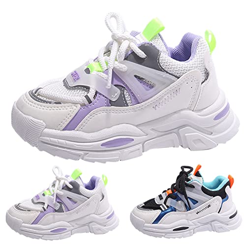 Fashion Spring and Summer Children Sports Shoes Boys and Girls Round Toe Thick Soles Lightweight Mesh Size 8 Girls Shoes (Black, 7-8 Years Little Child)3