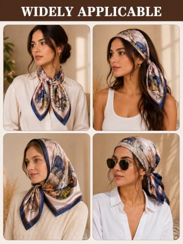 Image of Ravaiyaa - Attitude is everything Women Printed Silk Bandana 21 x 21 Inch Square Headband & Hair Wrap, Soft & Versatile | Fashion Neck Wrap