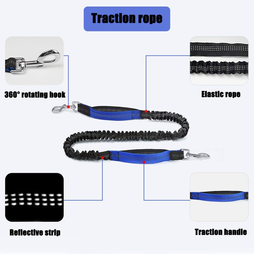 Upliftjoys Dog Leash, Upliftjoys Hands Free Dog Leash with Zipper Pouch, Dual Padded Handles Waist Leashes for 𝐃𝐨𝐠𝐬 Walking, Retractable Dogs Leashes for Small＆Large Dogs (Orange,Single Cord)