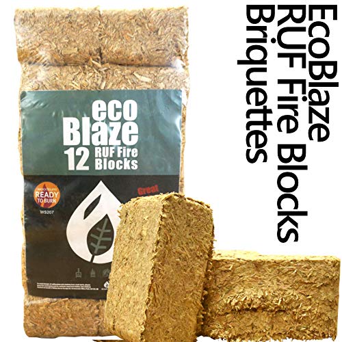 Ecoblaze RUF Briquetas - 1 Paquete (10Kg) - Madera dura Quemado largo, Carbono Neutral, Briqueta Eco-Log - Ideal para chimeneas, estufas, fogones, estufas, chimneas