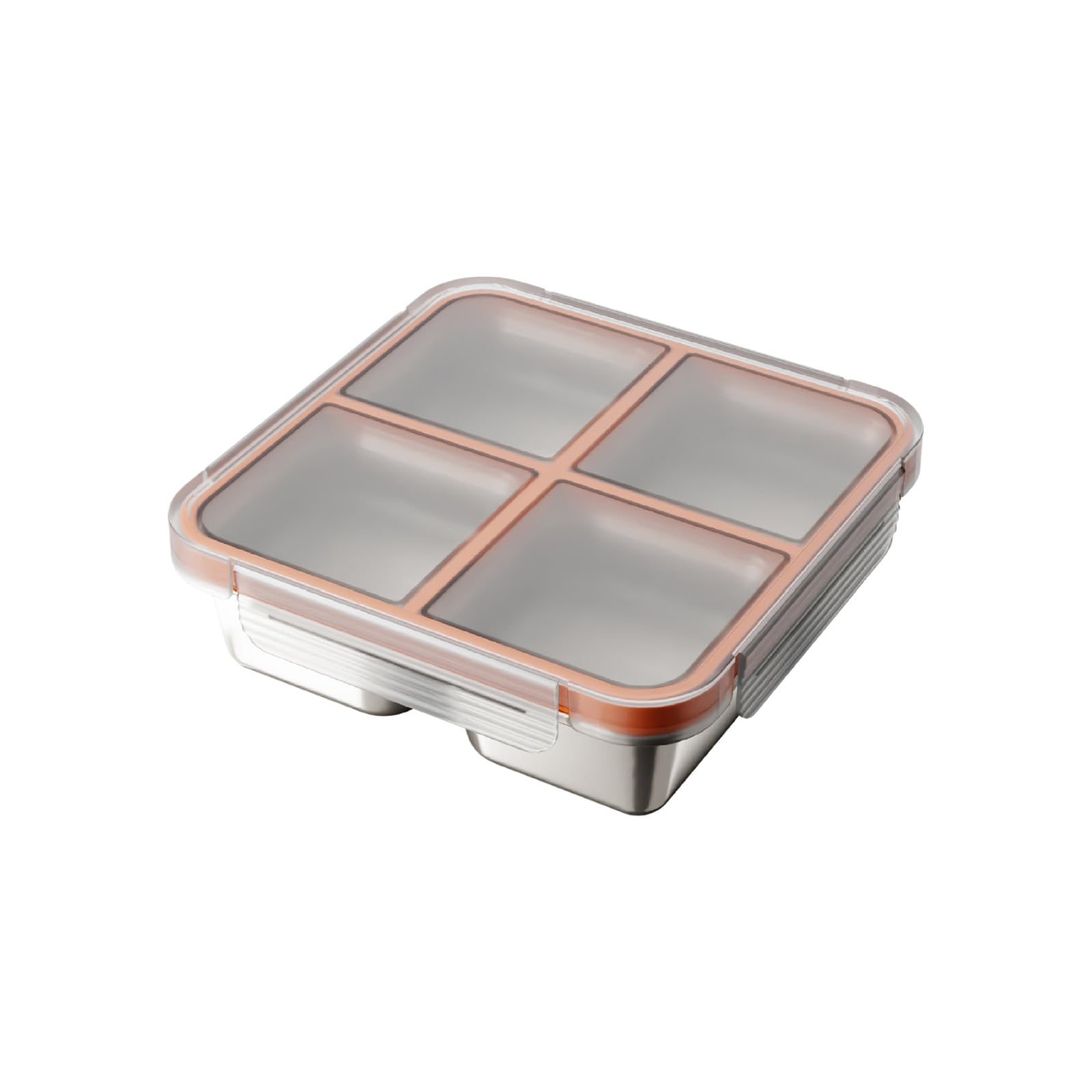 ZBIianxer User Friendly Quarter Partition Nonrust Steel Bentos Box with Carrying Handle Dishwasher Safe Meal Container Rustless Lunch Box