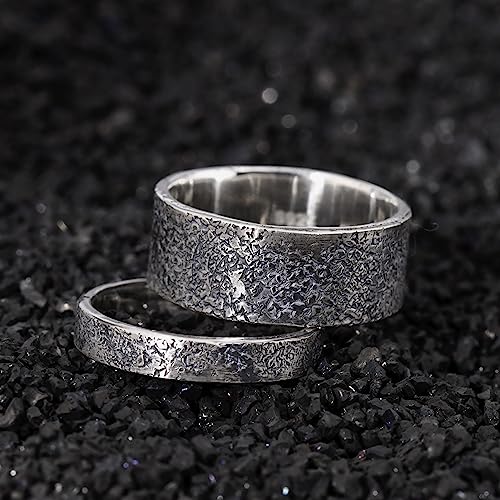 Personalized Viking Wedding Couple Ring Set,Promise Ring, Hand Forged Ring,Norse Ring,Rustic Engagement Ring,Chunky rings,Celtic Ring3