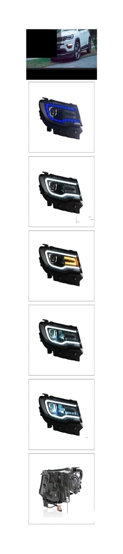 Reflektor przedni DRL Hid Bi Xenon dla Compass 2017-2018 Zespół optyczny samochodu (pełna dioda LED)