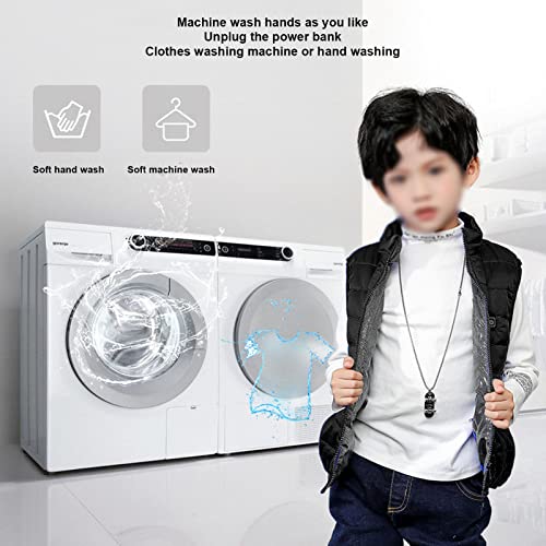 Kids Heated Vest, Heating Jacket for Children, USB Electric Heated Jacket with13 Heating Zones, Warm Vest for Boys Girls Outdoor Activities Home Leisure Black(140cm)4