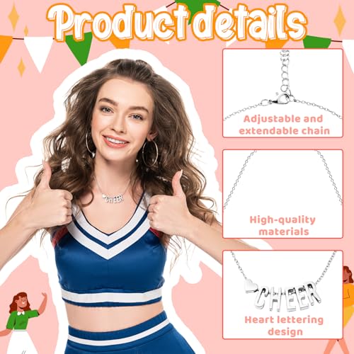 Cheerleader Necklace Gifts Bulk Cheerleading Stuff Include Cheer Necklace & Card Bag Adjustable Cheerleading Necklaces Gift for Cheer Team Cheerleader Stuff Party Supply3