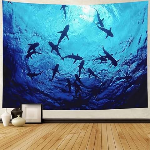 FENDROM Shark Tapestry with Blue Sunlight Cover