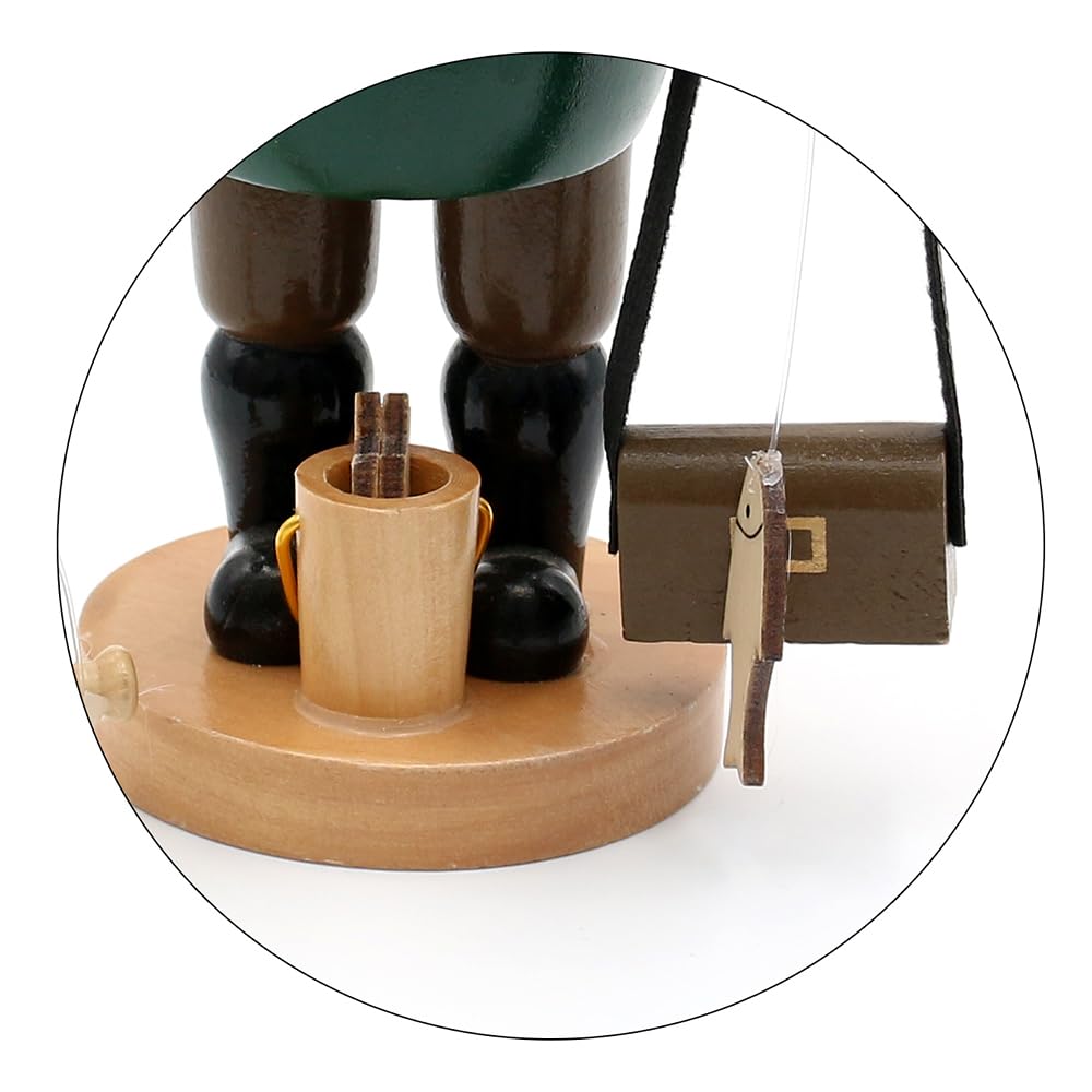 Dekohelden24 Holz Räuchermann als Angler, L/B/H 11,5 x 11 x 20 cm