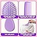 FillTouch 24 Pcs Mini Hair Brush Set 12 Travel Wet Dry Hair Combs Small Pocket Detangling 12 Plastic Combs for Spa Birthday Sleepover Bridal Shower Bachelorette Christmas Party Gift Box(Purple)