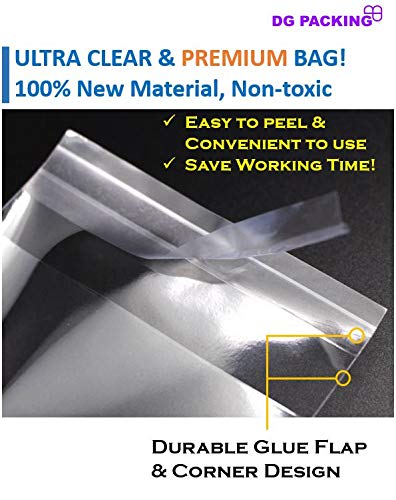 Miniatura 3 de DG PACKING - 100 bolsas de celofán transparente de 8 x 11 pulgadas, sellado autoadhesivo resellable, 1.6 mils, bolsa de plástico OPP para sobres