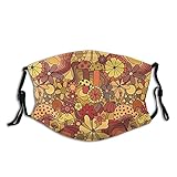  Groovy Pilz Garten in Rostig Orange Gesicht M-A-S-K für Erwachsene Gesicht Sturmhaube Wiederverwendbar mit 2 Filter für Männer Frauen