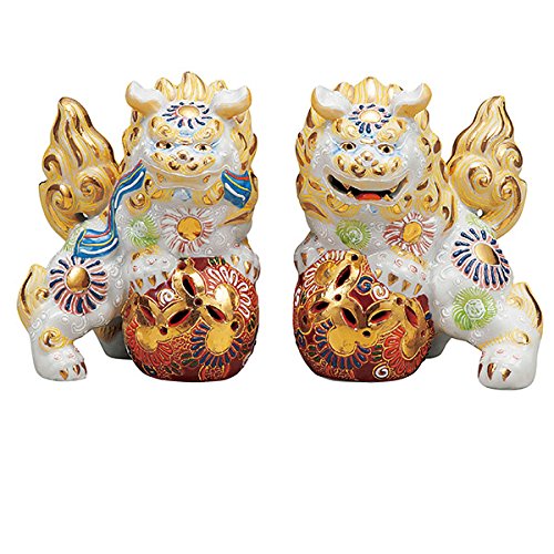 九谷焼 夫婦獅子 対獅子 九谷焼 夫婦獅子 対獅子
