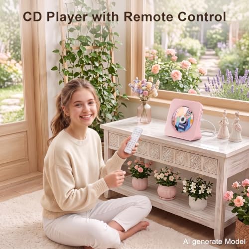 Image of Gueray Portable CD Player with Bluetooth for Home, Hi-Fi Speaker,FM Radio | Plug-in desktop use,2-way Bluetooth mode, 3W speakers,Remote control,sleep timer, A-B repeat,USB /AUX,headphone jack