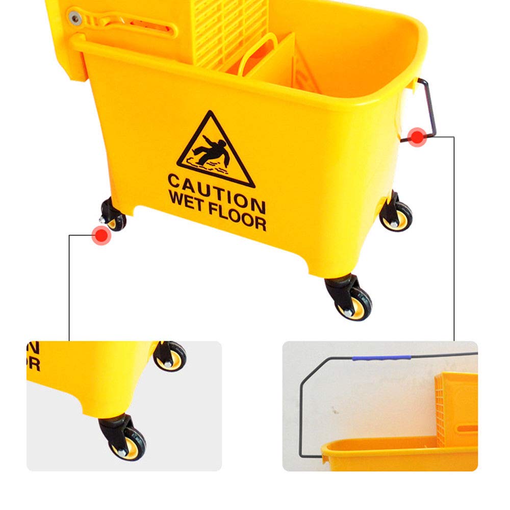 Carro de limpieza, 20 L, cubo de limpieza para fregona y escurridor, 63 x 27 x 67 cm