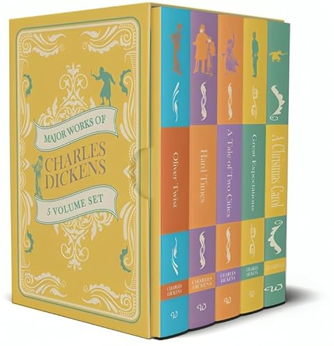 Major Works of Charles Dickens 5 Books Hardcover Set- Oliver Twist, A Christmas Carol, Hard Times, A Tale of Two Cities, Great Expectations