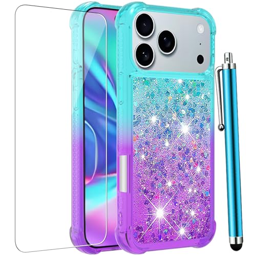 Coque iPhone 17 Pro Max paillettes liquide anti-choc avec vitre