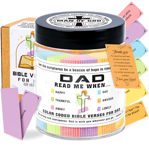 DEARSHINE Bible Verses Jar for Dad – 108 Color-Coded Scripture