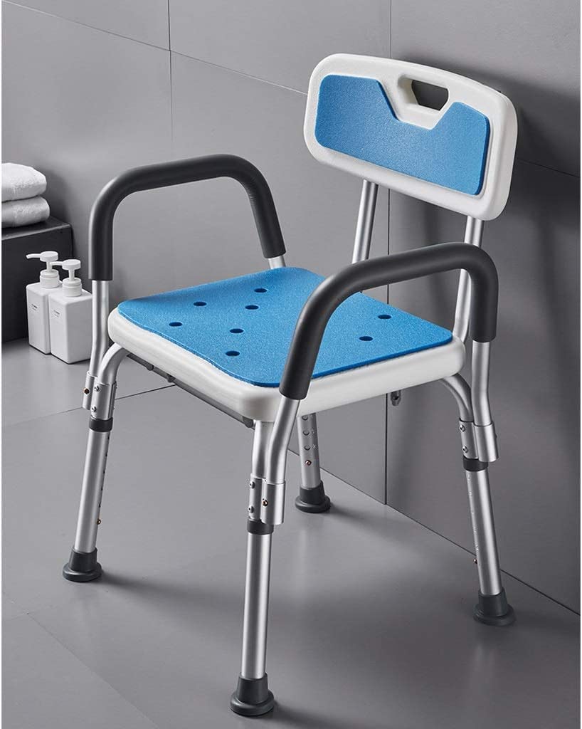 Sillas de Ducha Taburetes de baño, Altura Ajustable Banco de baño bariátrico para Personas Mayores discapacitadas con apoyabrazos Respaldo Asiento de Ducha Taburete de Ducha