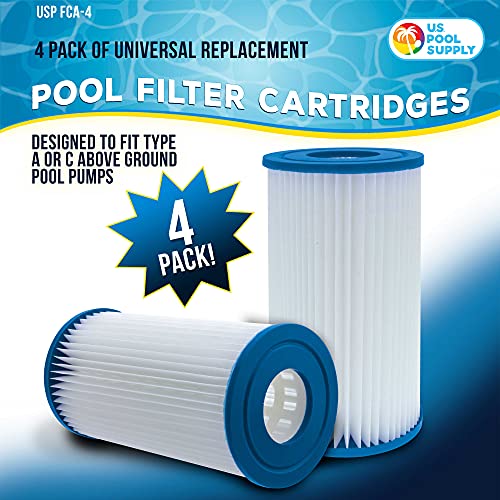 Image of U.S. Pool Supply Universal Replacement Filter Cartridges, Type A or C, 4 Pk