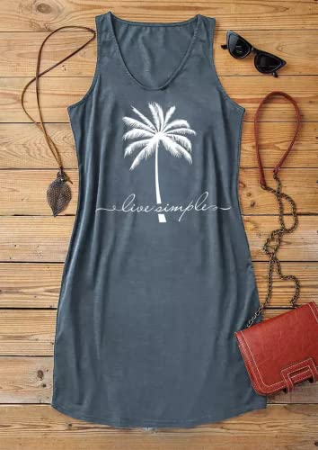 Live Simple Coconut Tree Sleeveless Dress Sunshine Sand Beach Women's Summer Casual V Neck Mini Dress3