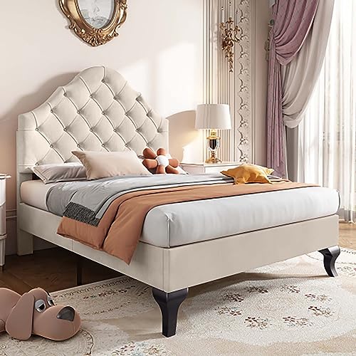Camas gemelas Camas tapizadas Camas con somieres Cabeceros Respaldos acolchados Marcos de cama modernos sin colchones. Camas para adultos Camas juveniles Muebles tapizados (beige+90 x 200)