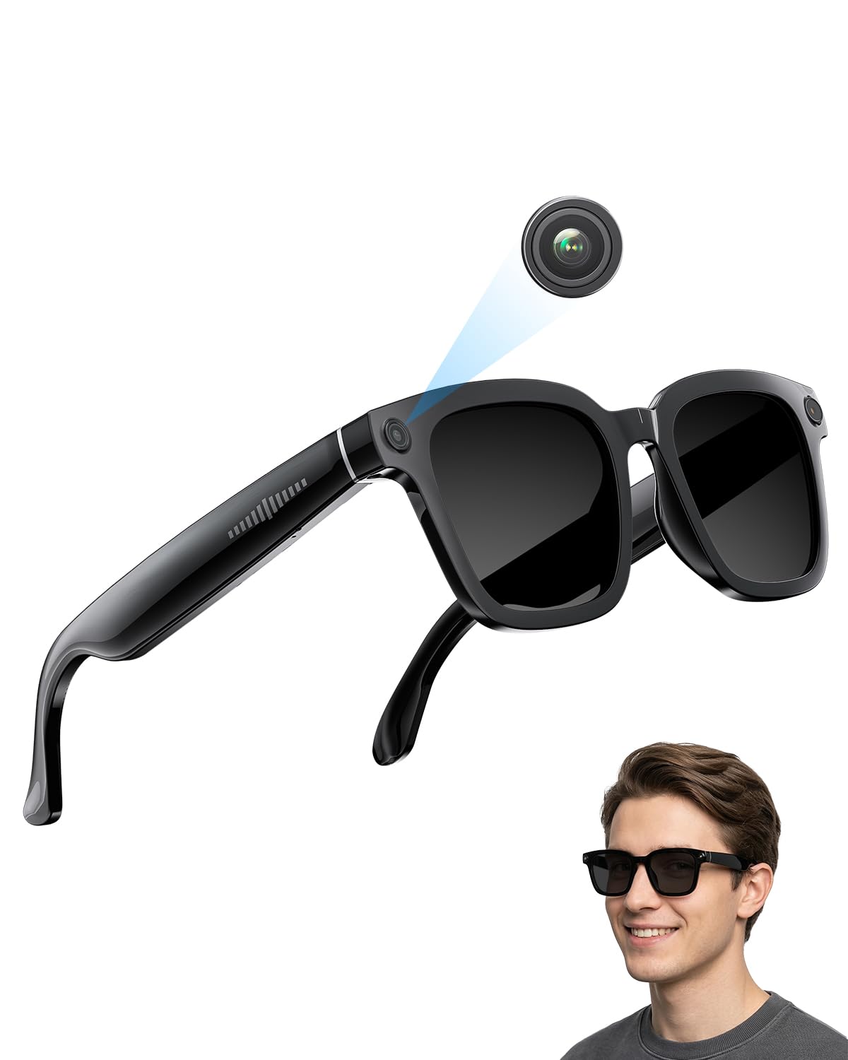 Gafas Inteligentes 2026 Con Cámara y Bluetooth, 8 Mpx, 32 GB, HD 1200p, Con Funciones de Grabación de Fotos, Vídeo y Audio, Traducción en Tiempo Real, Asistente de Voz y Reconocimiento de Objetos