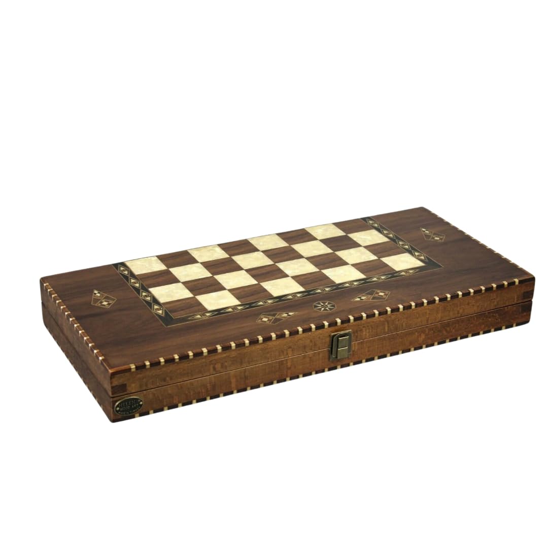 Helena Rural Walnut - Juego de ajedrez de backgammon de 50,8 cm, piezas de ajedrez francés Staunton