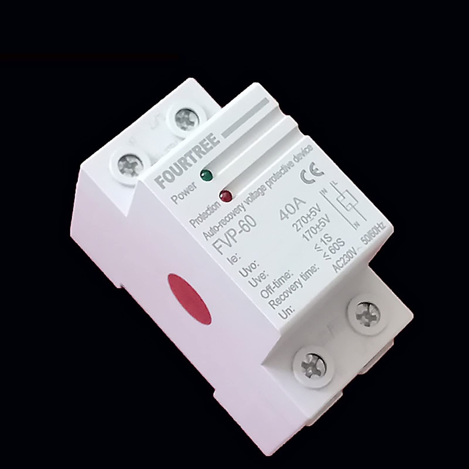 GJZIFGFWQ 1Pcs Self-Recovery Reconnect Over and Under Voltage Protective Device Protection Relay 32 40 50 60A FVA C220V(40A)