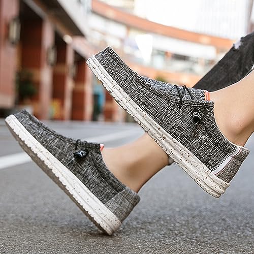 Canvas Boat Shoes Men,Fashion Slip Resistant Mens Loafers Slip On,Classic Look Lightweight Breathable Deck Shoes,Comfort Fit & Wet Grip Rubber Soles4