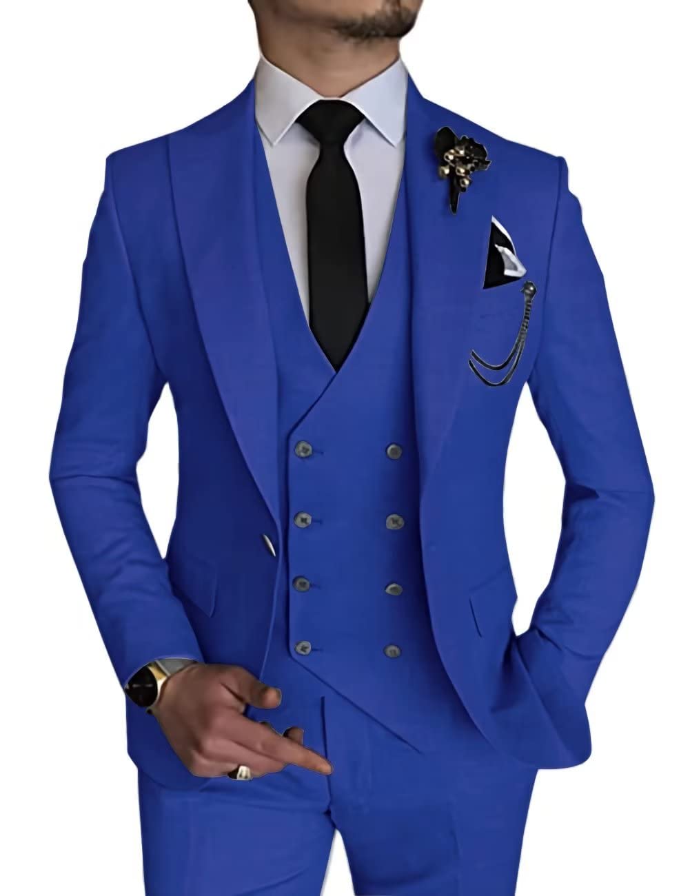 Men's 3 Piece Suit Slim Fit Suits One Button Blazer Vest Pants Formal Business Wedding Prom Suits