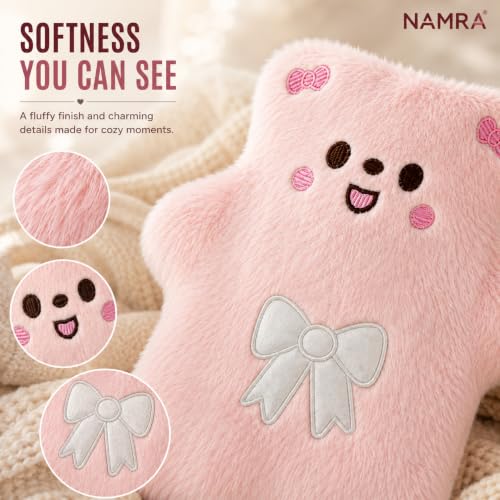 Image of Cute Hot Water Bag 1000 ML with Soft Cover | Pink | Reusable Heating Bottle for Period, Back, Neck & Shoulder Comfort | Hot & Cold Compress | Hand & Foot Warmer