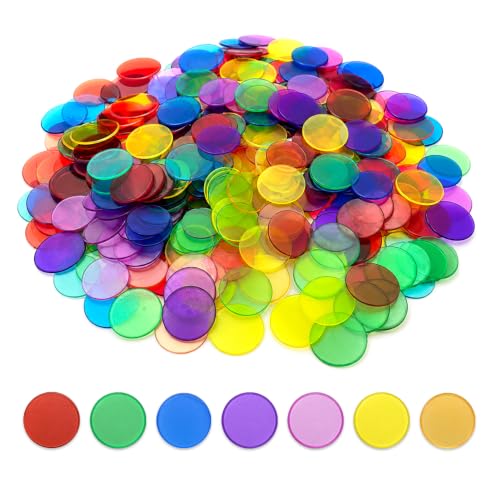 HMCEY 400 Piezas Fichas Bingo Colores 19 MM,Fichas Bingo Plástico Transparente, Bingo Chips,Ficha para Contar Reutilizable,Ficha para Juegos de Mesa para Ejercicios Sensoriales, Juegos Matemáticos