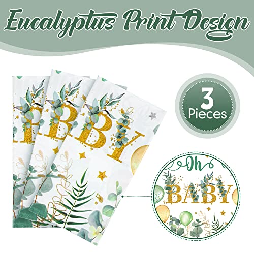Sage Green Tablecloth Eucalyptus Leaf Table Covers Plastic Greenery Tablecloths For Parties Disposable Table Cloths For Baby Shower Home Birthday Wedding Party Table Decoration, 54 X 108 Inch (3 Pcs) #TOP2