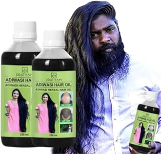 Adiwasi hair oil original 500 ml, Original Aadivashi Hair Growth Oil 250 ML Ayurvedic Adiwasi Herbal Kesh tel with Natural Rosemary essential & Biotin for Control Hairfall anti-dandruff Adiwasi Hair Oil Original Pack of 2