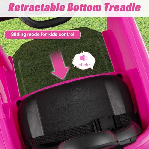 Image of OLAKIDS Push Car for Toddlers, 3 in 1 Licensed Fiat 500e Baby Sliding Walking with Parent Control Handle Adjustable Canopy Footrest, Kids Ride on Toys with Horn for Boys Girls (Pink)