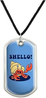 GRAPHICS & MORE Shello Hello Hermit Crab Shell Funny Humor Military Dog Tag Pendant Necklace with Cord