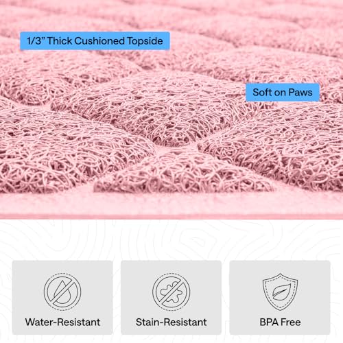 Image of Gorilla Grip Durable Cat Litter Mat (24x17), No Phthalate, Water Resistant, Traps Litter from Box and Cats, Scatter Control, Soft on Kitty Paws, Easy Clean Cat Mat (Light Pink), 1 Count, Plastic