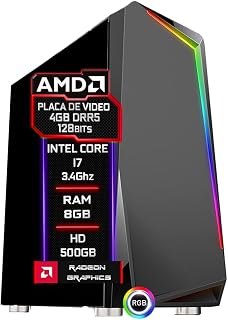 PC Gamer Blue PC Intel core I7 3.4 GHz 8GB AMD Radeon 4GB DDR5 128 Bits HD 500GB - Fonte 500w